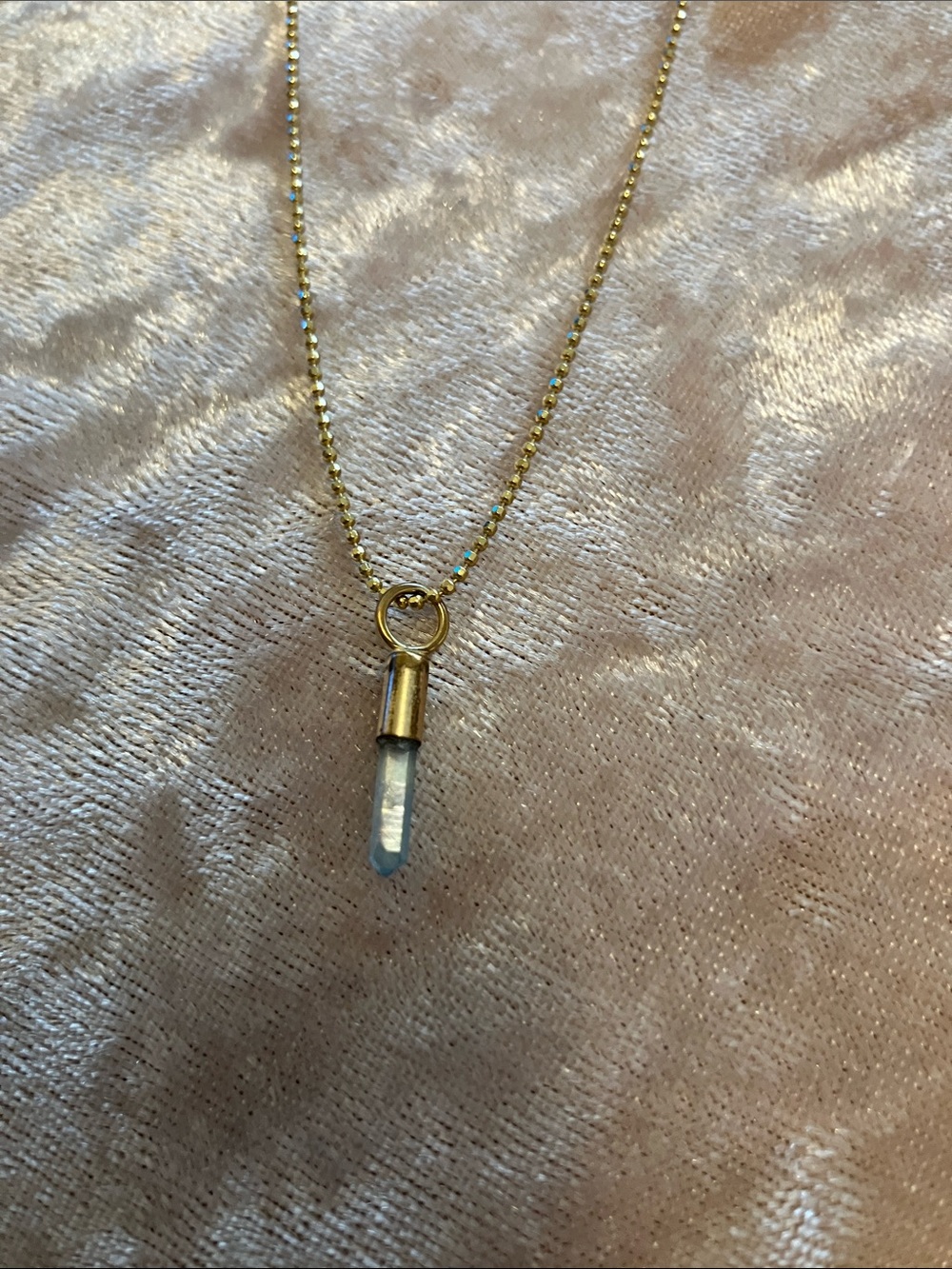 Sparkle Gold Chain Necklace Light Blue quartz Pendant